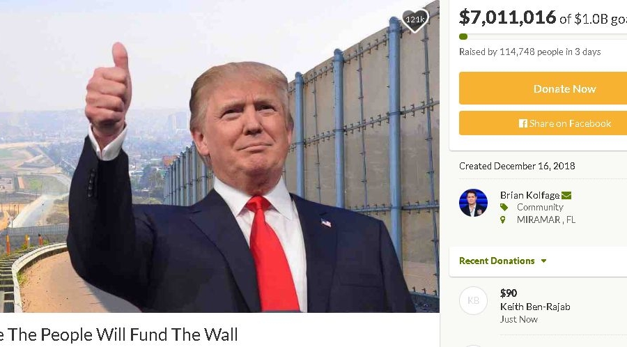 GoFundMe for Trump's Border Wall Raises $7 Million and Rising