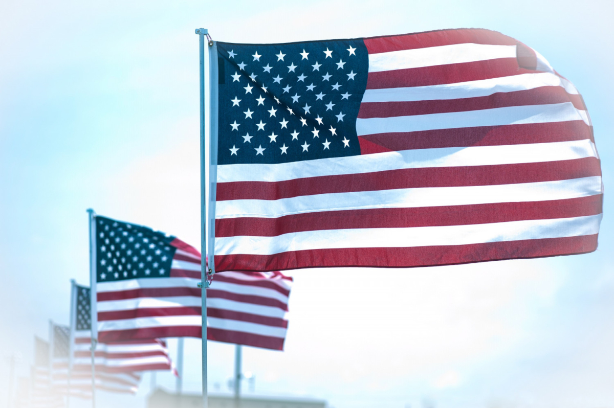 American flags flying in a file photo. (Cat Rooney/The Epoch Times)