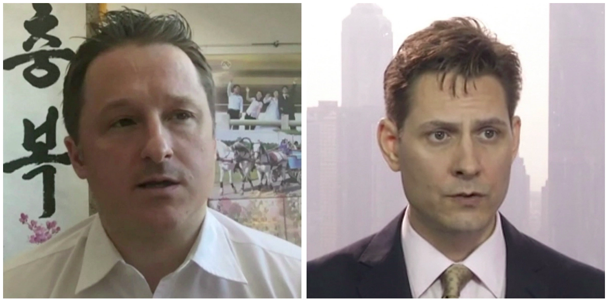 Canadians Michael Spavor (L) and Michael Kovric are currently detained in China. (AP Photo)