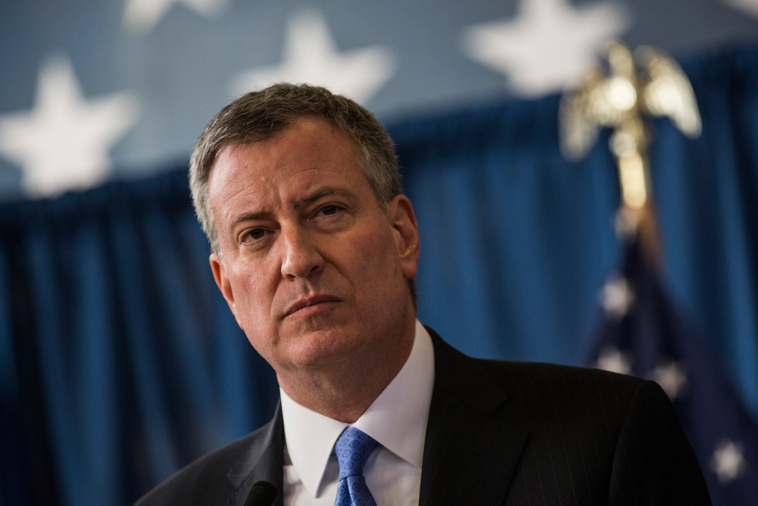 New York City Mayor Bill de Blasio speaks at a press conference in New York City on Jan. 30, 2014. (Andrew Burton/Getty Images)