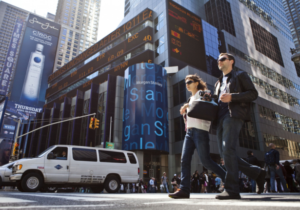 Morgan Stanley building in Times Square in N.Y. on April 21, 2011. (Ramin Talaie/Getty Images)