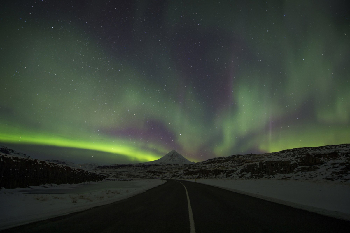 the Northern Lights, or aurora borealis, appear in the sky over Bifrost, Western Iceland, on March 1, 2017. (Rene Rossignaud/AP)