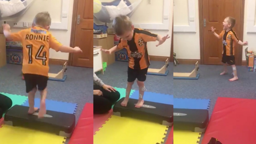 Incredible Moment 4-yr-old With Cerebral Palsy Shouts for Joy After Walking Without Splints