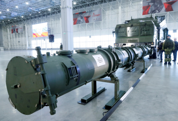 Components of SSC-8/9M729 cruise missile system are on display during a news briefing, organized by Russian defense and foreign ministries, at Patriot Expocentre near Moscow, Russia January 23, 2019. (Maxim Shemetov/Reuters)