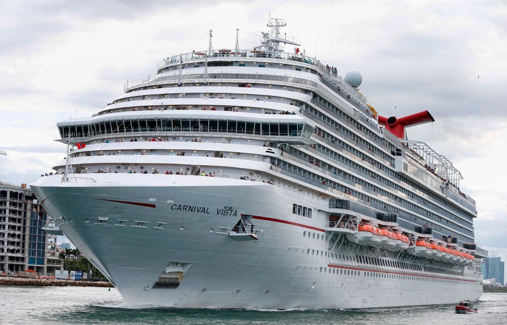 The Carnival Cruise Ship 'Carnival Vista' heads out to sea from Miami, Florida in a June 2, 2018, file photo. (Rhona Wise/AFP/Getty Images)