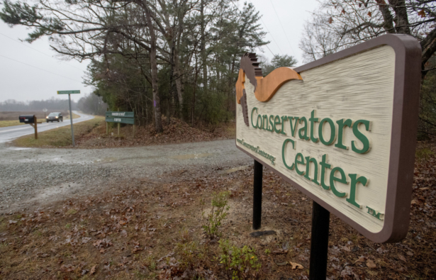 The Conservators Center sign at the property in Burlington, N.C., on Dec. 31, 2018. (Woody Marshall/The Times-News via AP)