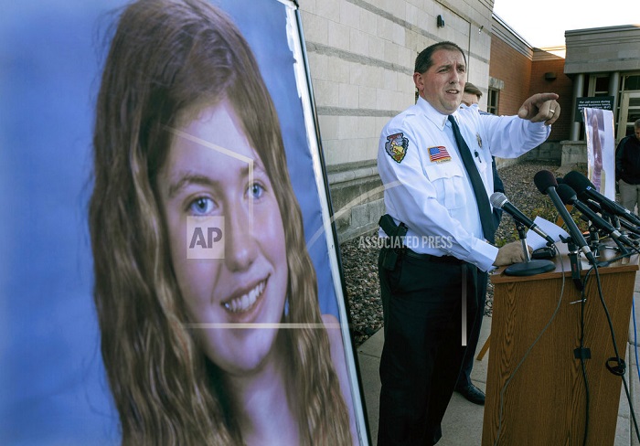 Barron County Sheriff Chris Fitzgerald during a news conference about 13-year-old Jayme Closs who had been missing since her parents were found dead in their home in Barron, Wis., on Oct. 17, 2018. (Jerry Holt/Star Tribune via AP, File)
