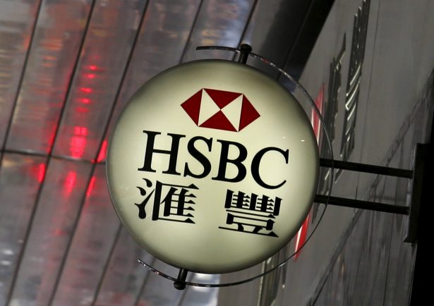 A logo of HSBC is displayed outside a branch at the financial Central district in Hong Kong, China June 2, 2015. (Bobby Yip/File/Reuters)
