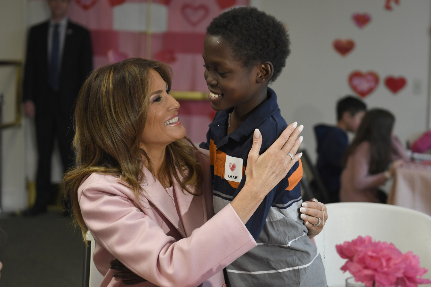 First Lady Makes Valentine’s Day Art With Pediatric Patients