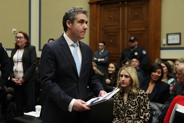 Michael Cohen, former attorney for President Donald Trump, returns to the room after a break during a hearing before the House Oversight Committee on Capitol Hill in Washington on Feb. 27, 2019. (Alex Wong/Getty Images)