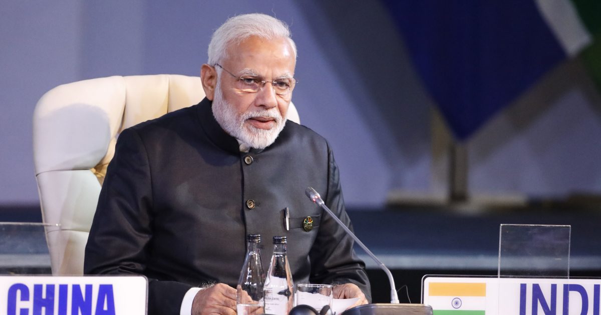 Indian Prime Minister Narendra Modi attends the 10th BRICS summit (acronym for the grouping of the world's leading emerging economies, namely Brazil, Russia, India, China and South Africa) on July 27, 2018 in Johannesburg, South Africa. (Mike Hutchings/AFP/Getty Images)