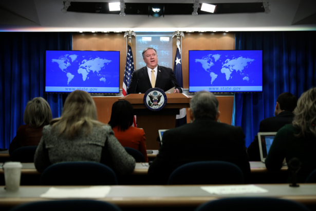 Secretary of State Mike Pompeo holds a news briefing at the State Department in Washington on Feb. 1, 2019. (Chip Somodevilla/Getty Images)