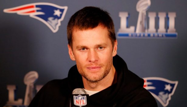 Tom Brady of the New England Patriots during the New England Patriots Super Bowl LIII at the Hyatt Regency Atlanta in Atlanta, Ga., on Jan. 29, 2019. (Kevin C. Cox/Getty Images)