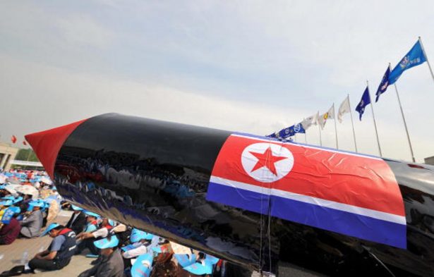 A mock North Korean missile is pictured during a rally denouncing North Korea's nuclear test and its recent missile launches, at the War Memorial of Korea in Seoul on June 4, 2009. (Kim Jase-Hwan/AFP/Getty Images)