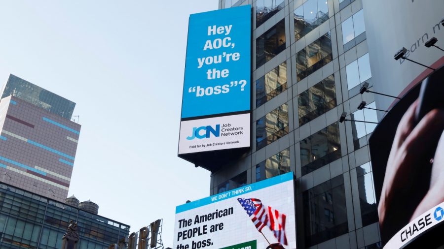 Billboard in Times Square Reminds Ocasio-Cortez: ‘The American PEOPLE are the Boss’