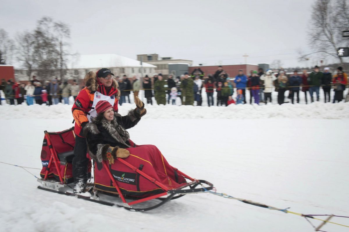 Defending Iditarod champion Mitch Seavey rounds a turn during the ceremonial start of the Iditarod Trail Sled Dog Race in Anchorage, Alaska, on March 3, 2018. (Michael Dinneen/AP)