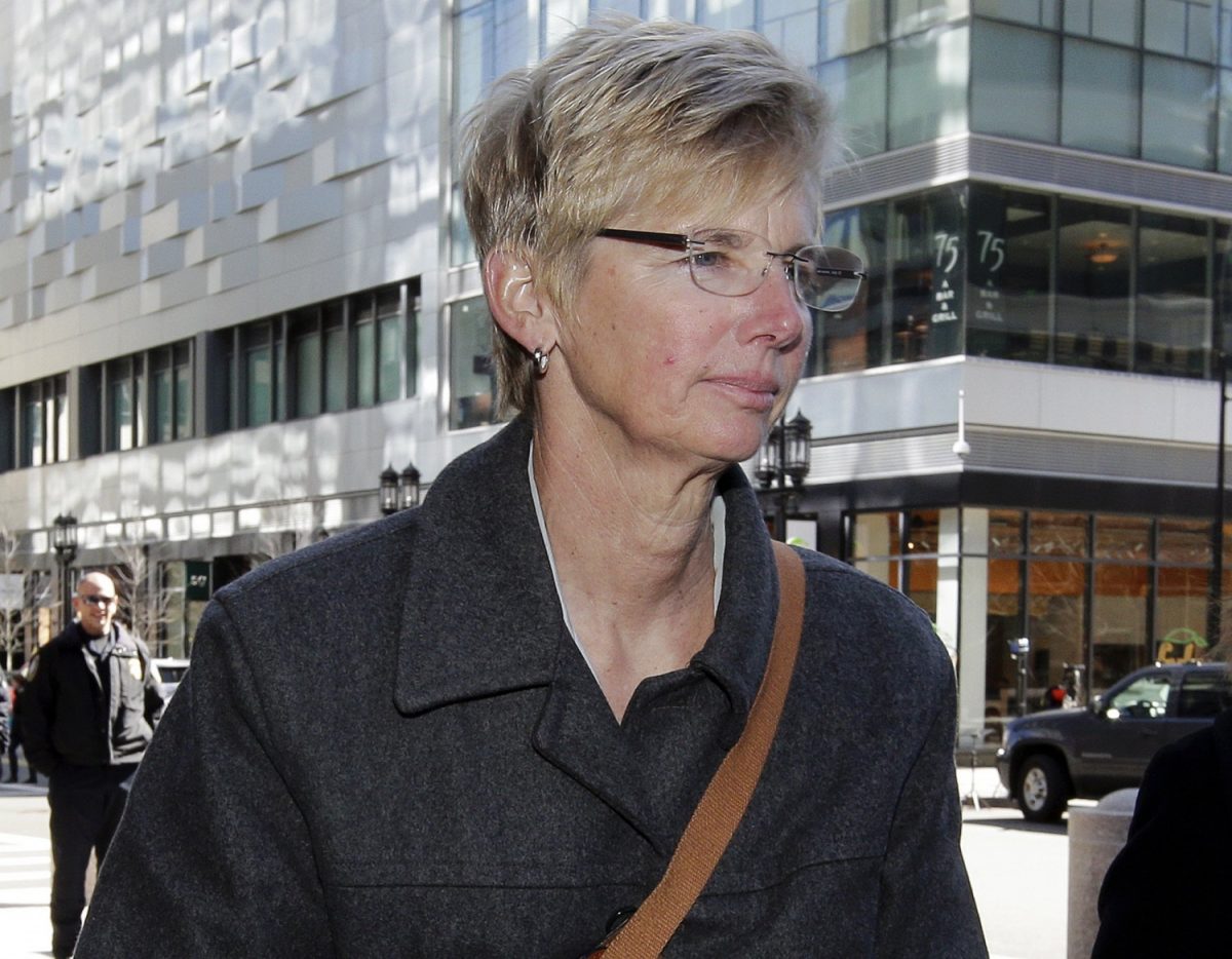 Donna Heinel, former USC athletics administrator, arrives at federal court in Boston on March 25, 2019, to face charges in a nationwide college admissions bribery scandal. (Steven Senne/AP Photo)