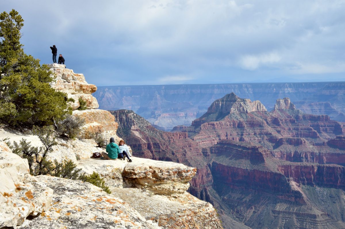 Tourists take photos from the North Rim of the Grand Canyon on May 18, 2015. (Mladen Antonov/AFP/Getty Images)