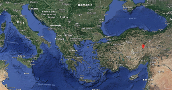 Kayseri Erklet airport in Turkey, located with a red marker. (Screenshot/Googlemaps)