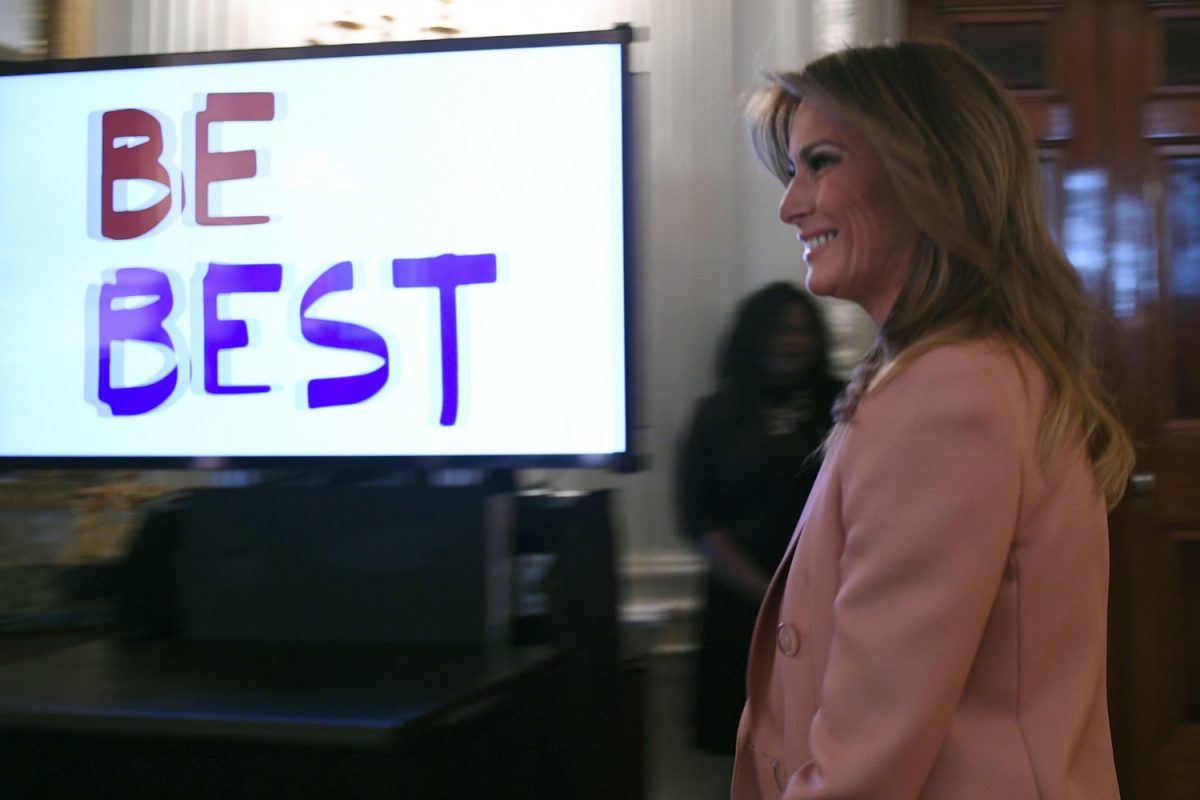 First Lady Melania Trump hosts an Interagency meeting to discuss youth programs throughout each of the member agencies at the White House on March 18, 2019. (Jim Watson/AFP/Getty Images)