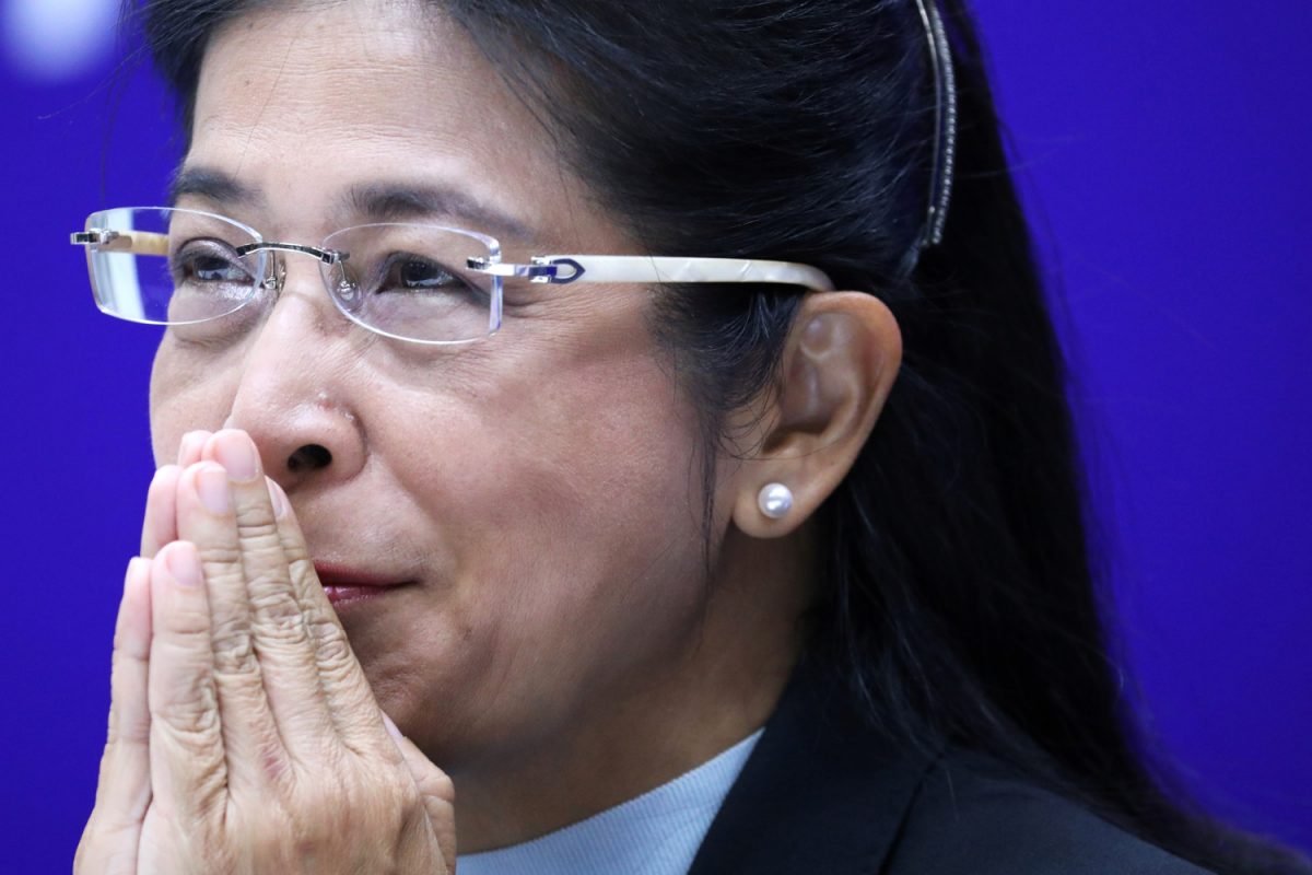 Sudarat Keyuraphan, Pheu Thai Party's prime minister candidate, speaks during a news conference at Pheu Thai Party headquarters in Bangkok, Thailand, on March 25, 2019. (Athit Perawongmetha via Reuters)