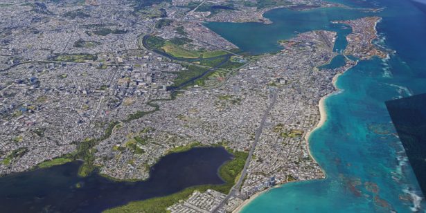 An aerial view shows the Santurce district (foreground, left) in San Juan, where drug gang Las FARC operates. (Screenshot/Googlemaps)