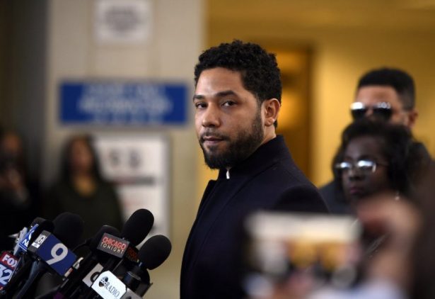 Actor Jussie Smollett talks to the media before leaving Cook County Court after his charges were dropped in Chicago on March 26, 2019. (Paul Beaty/AP Photo)