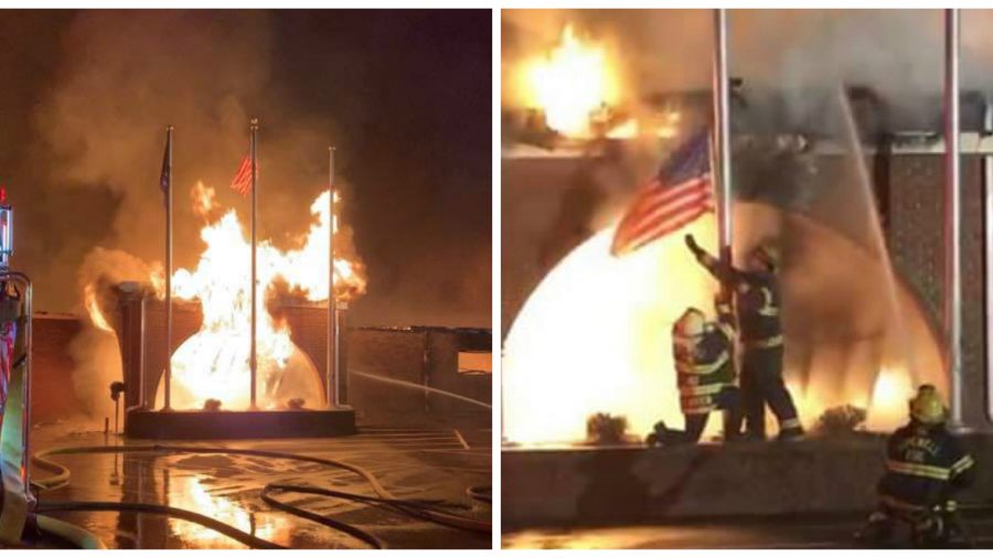 Viral Video Shows Firefighters Saving American Flag as Fire Destroys Building