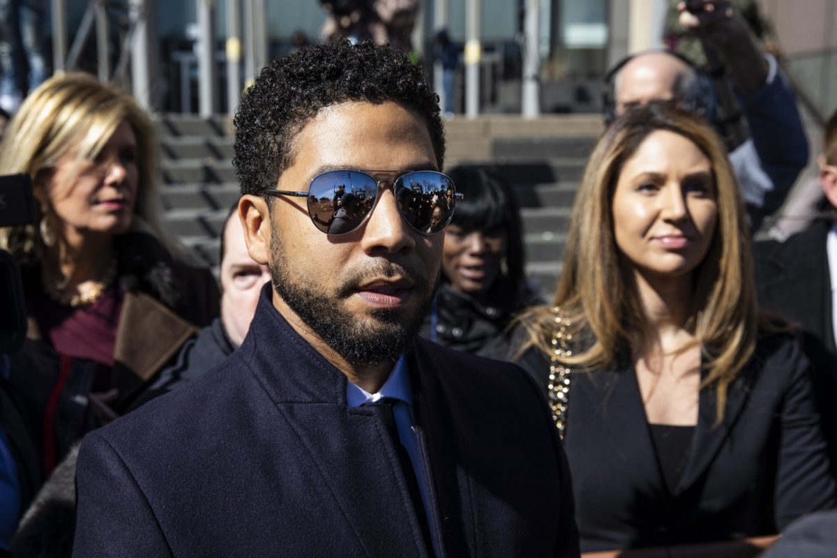 Actor Jussie Smollett leaves the Leighton Criminal Courthouse in Chicago on March 26, 2019, after prosecutors dropped all charges against him.(Ashlee Rezin/Sun-Times/Chicago Sun-Times via AP)