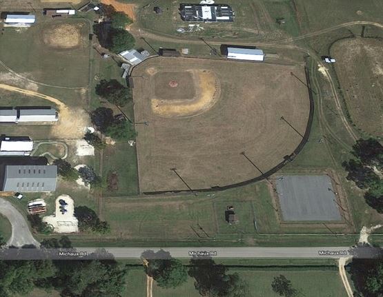 The baseball field at Liberty High School in Bristol, Florida, in a file photo. Shana and Corey Crum died from electrocution at the field on March 10, 2019. (Google Maps)