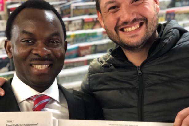 Tani's father with Russell Makofsky (R). (Just Tani/GoFundMe)