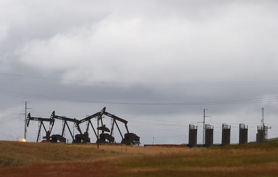 Pump jacks are seen on the Bakken Shale Formation on Sept. 6, 2016, near Williston, N.D. (Robyn Beck/AFP/Getty Images)