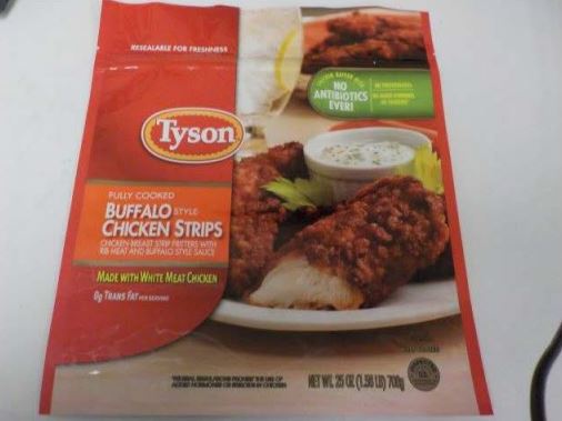 Tyson's Fully Cooked Buffalo-Style Chicken Strips were among the products that may contain pieces of metal. (FSIS)