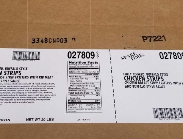 The third chicken strip product was sent to institutions in Michigan and Washington state. (FSIS)