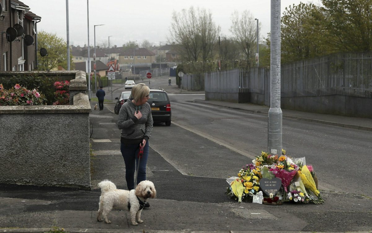 Police forensic officers at the scene in Londonderry, Northern Ireland on April 19, 2019, following the death of 29-year-old journalist Lyra McKee who was shot and killed during overnight rioting. (Brian Lawless/PA via AP)