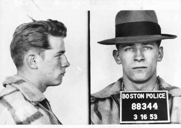 File photos from 1953 of Boston gang leader James "Whitey" Bulger after an arrest. Bulger died Tuesday, Oct. 30, 2018, in a West Virginia prison after being sentenced to life in 2013 in Boston. (Boston Police/The Boston Globe via The Associated Press)