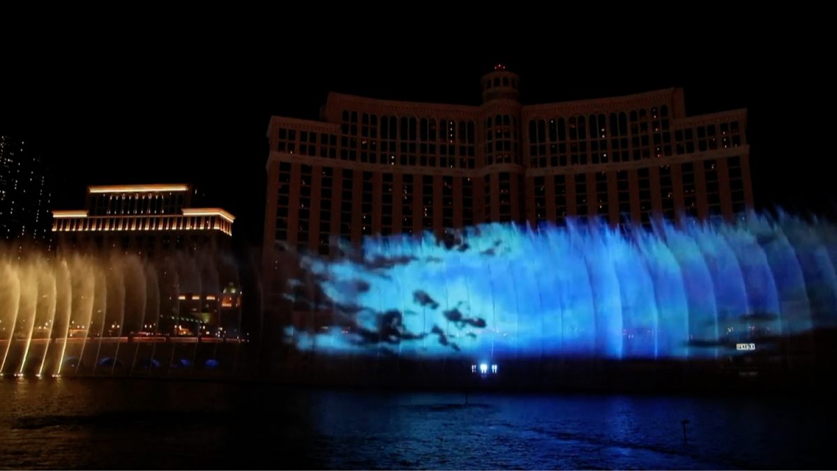 "Game of Thrones"-themed show is projected at the fountains in Las Vegas, on March 31, 2019. (John Locher/AP photo)