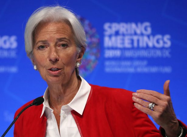International Monetary Fund Managing Director Christine Lagarde, during a media briefing ahead of the IMF-World Bank spring meetings in Washington on April 11, 2019.(Mark Wilson/Getty Images)