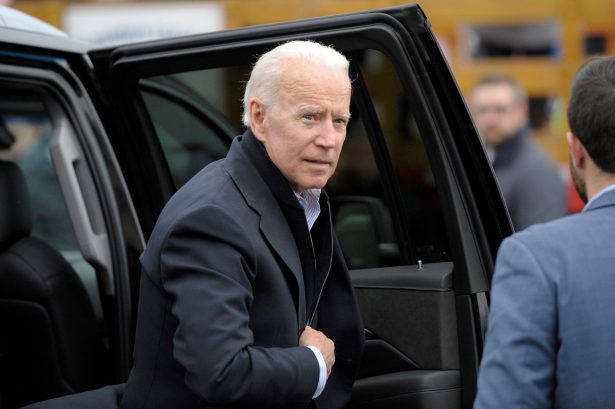 Former Vice President Joe Biden arrives at a rally organized by UFCW Union members to support Stop and Shop employees on strike throughout the region at the Stop and Shop in Dorchester, Mass., on April 18, 2019. (Joseph Prezioso/AFP/Getty Images)
