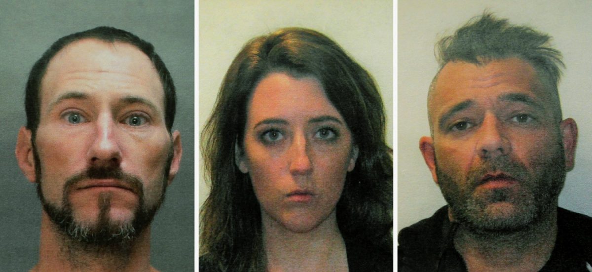 This combination of photos shows Johnny Bobbitt (L), Katelyn McClure (C), and Mark D'Amico (R) in November 2018. (Burlington County Prosecutors Office via AP)