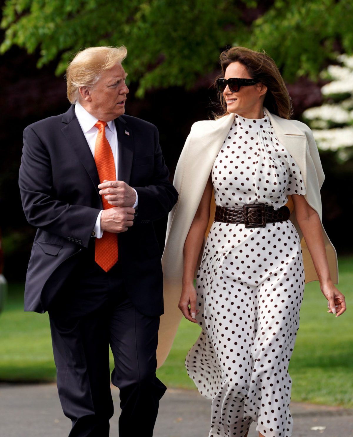 President Donald Trump and first lady Melania Trump depart the White House in Washington, on April 24, 2019. (Kevin Lamarque/Reuters)