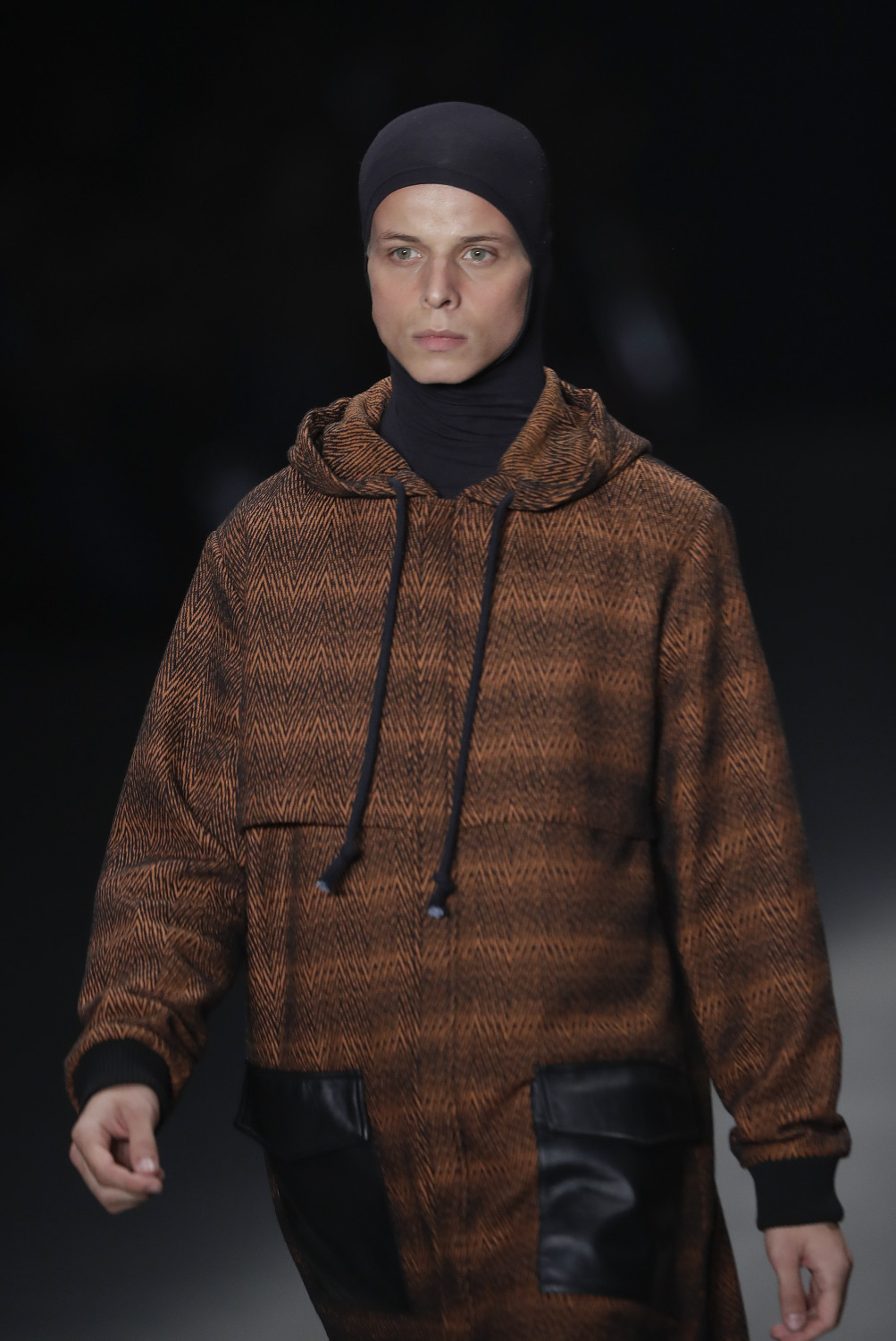 Model Tales Soares wears a creation from Ratier collection during Sao Paulo Fashion Week in Sao Paulo, Brazil, on April 26, 2019. (AP Photo/Andre Penner)