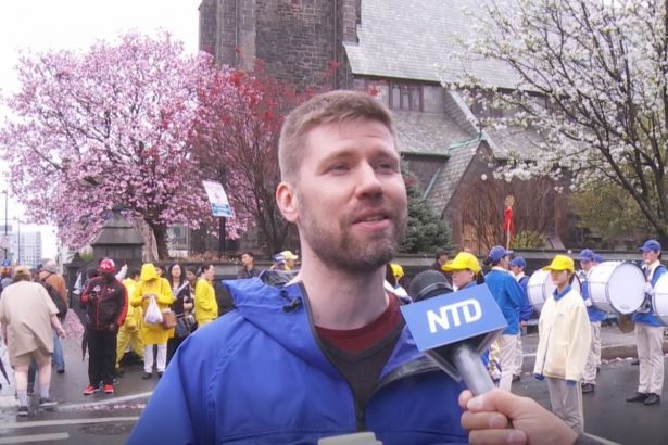 Olli Törmä, an IT Consultant, has been practicing Falun Dafa for 17 years and was introduced to the discipline from friends in Finland. Torma participated in the parade in Flushing, N.Y. on April 20, 2019. (Shelbi Malonson/NTD)
