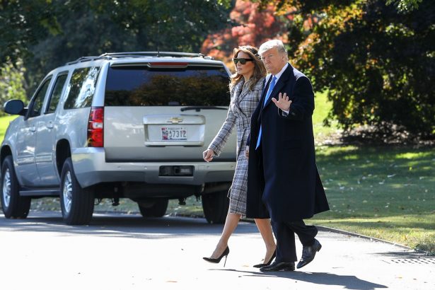President Donald Trump and First Lady Melania Trump depart the White House in Washington on Oct. 30, 2018. (Holly Kellum/NTD)