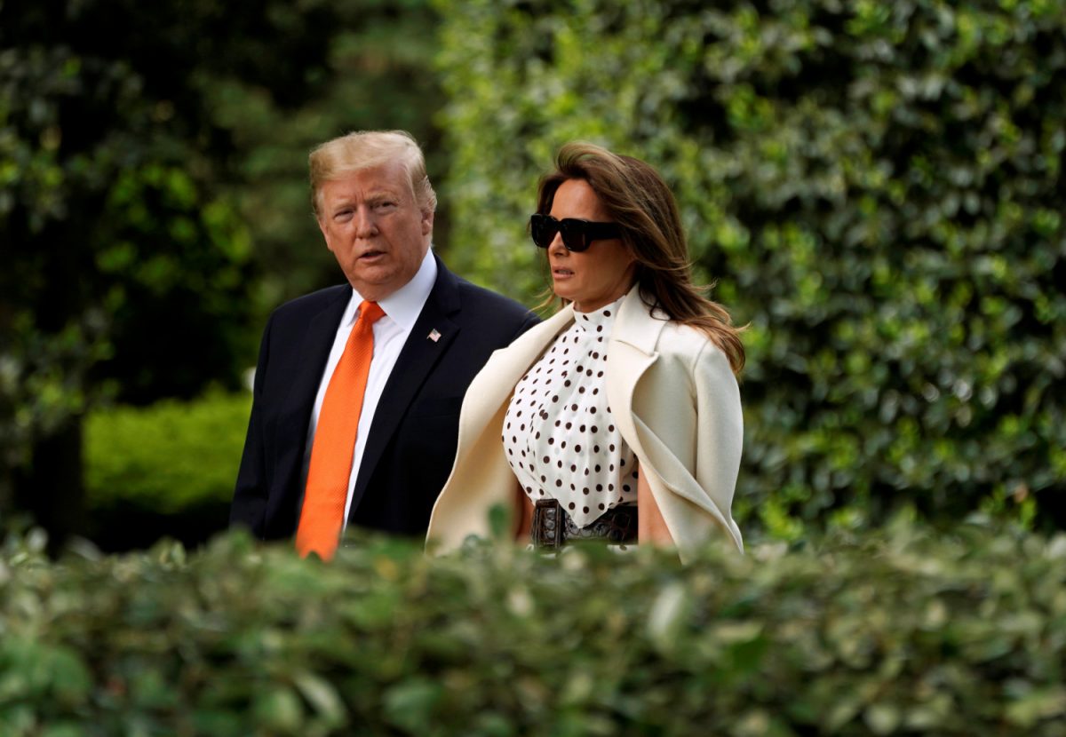 President Donald Trump and first lady Melania Trump depart the White House in Washington, on April 24, 2019. (Kevin Lamarque/Reuters)