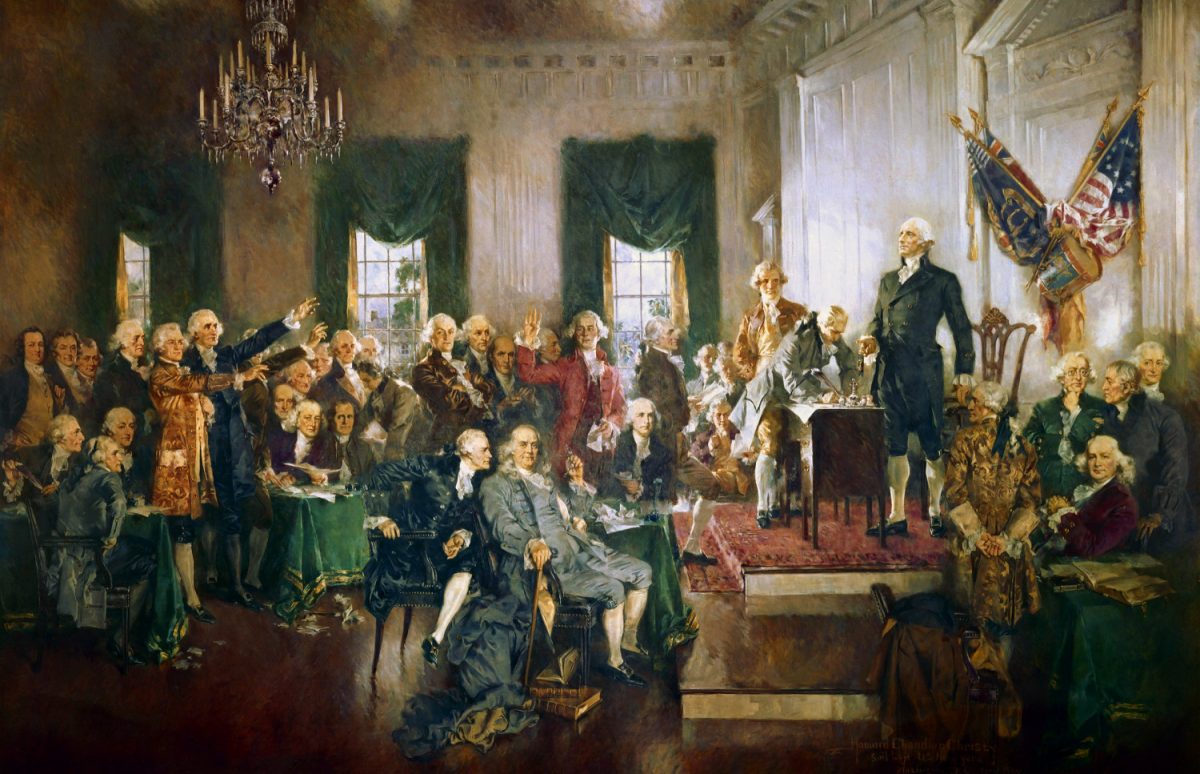 “The Signing of the Constitution of the United States” by Howard Chandler Christy (1872–1952). (Public Domain)
