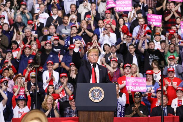 President Donald Trump at a "Make America Great Again" rally in Grand Rapids, Michigan, on March 28, 2019. (Charlotte Cuthbertson/The Epoch Times)
