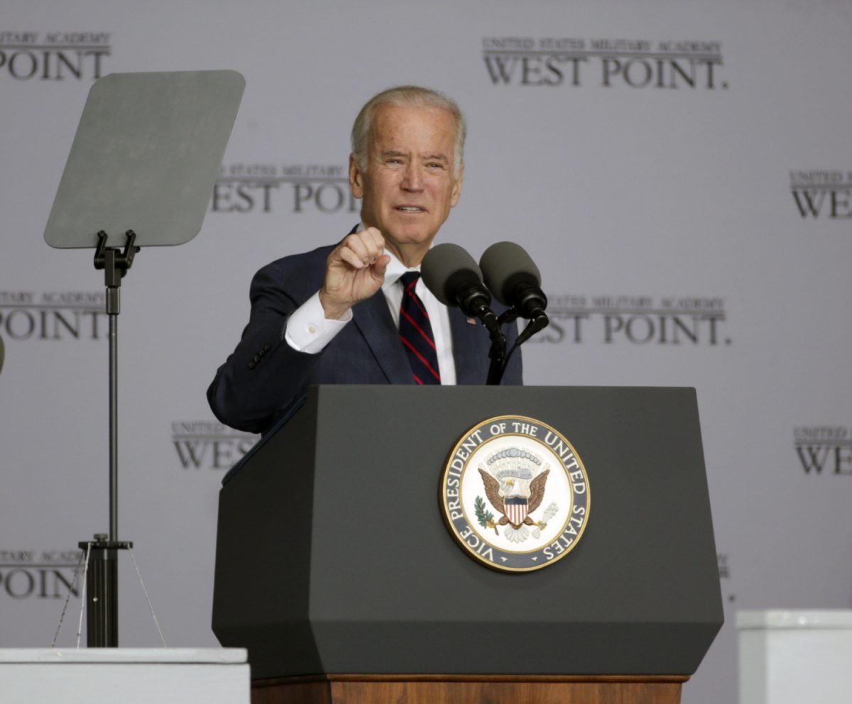 Vice President Joe Biden during a graduation and commissioning ceremony at the West Point Military Academy on May 21, 2016, in West Point, N.Y. (/Mike Groll/AP Photo)