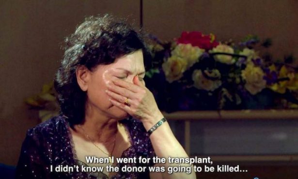 Taiwanese resident Xiusong Tu as she talks about her transplant surgery in China in the documentary “Human Harvest.” (The Epoch Times)