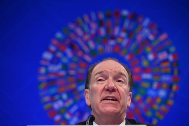 World Bank President David Malpass during his speech at the IMF & World Bank Spring Meetings at IMF Headquarters in Washington on April 11, 2019. (Mandel Ngan/AFP/Getty Images)